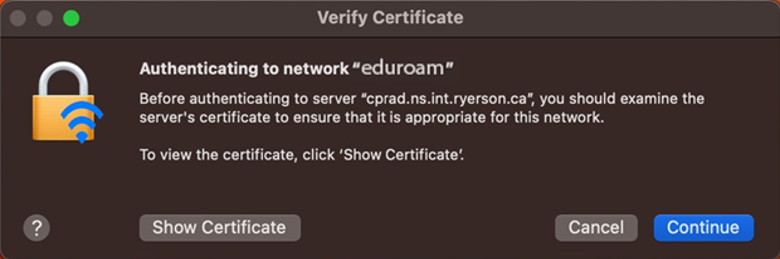 Show certificate option within Verify Certificate window