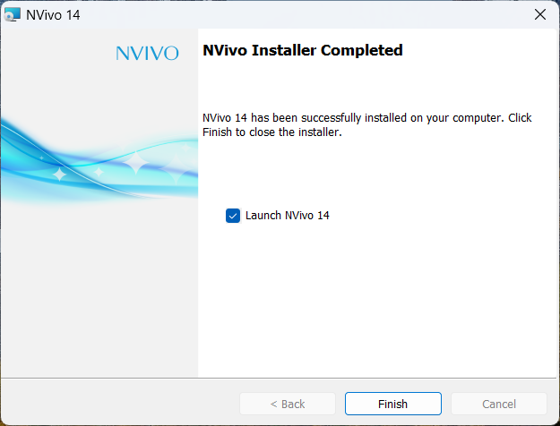Nvivo Installer Completed screen