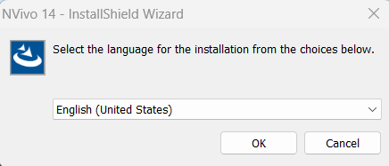 The InstallShield Wizard. Users are directed to selecte a language from a drop-down menu.