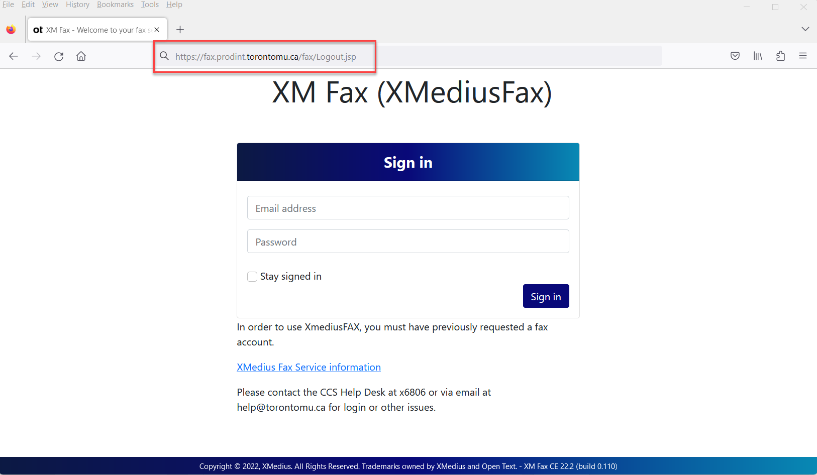 XM Fax website