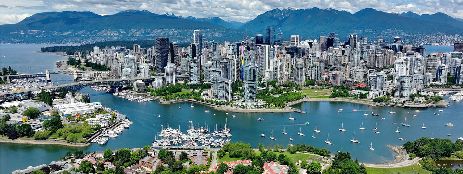 Aerial shot of the city of Vancouver