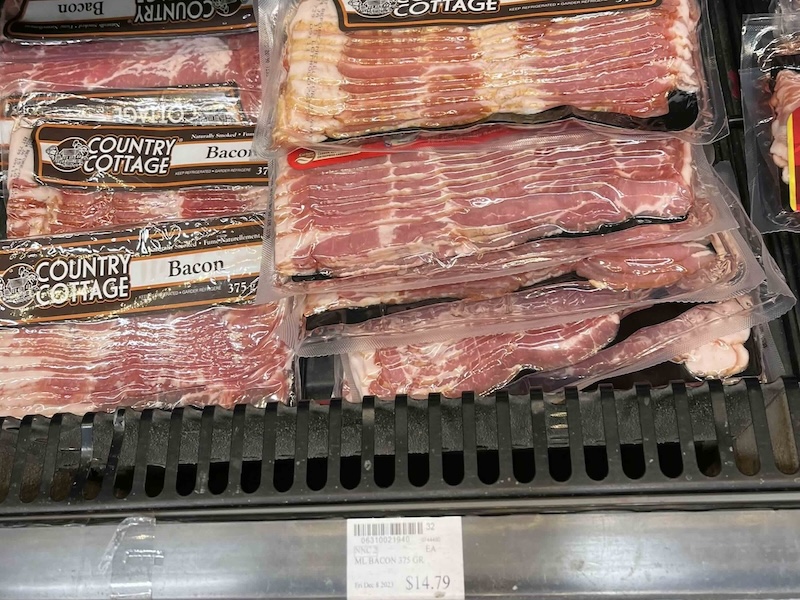 Expensive bacon sold in a northern grocery store 