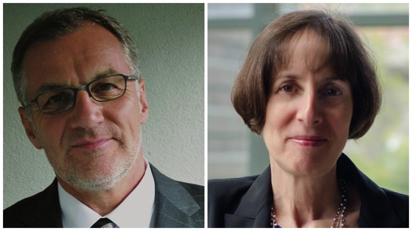 Gerd Hauck, left, is new director of ESL Foundation Program and Wendy Freeman, right, is new director of e-Learning