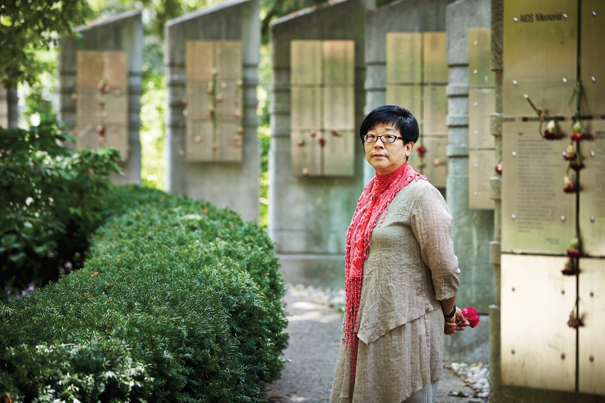 Photo: Community-based action research leads to transformative programming, says researcher Josephine Pui-Hing Wong, pictured here at the AIDS Memorial in Barbara Hall Park in Toronto. Photo: Nation Wong