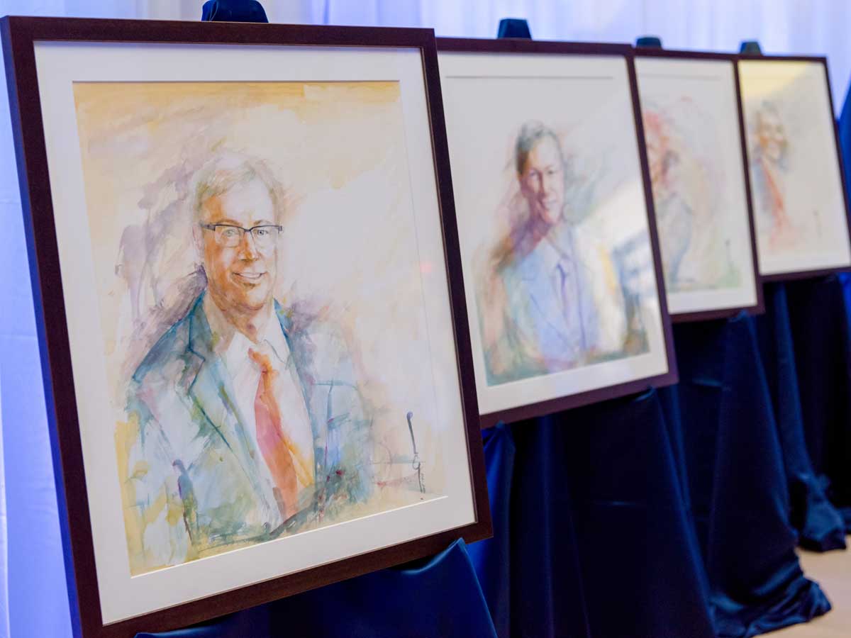 Watercolour paintings of honorary doctorates