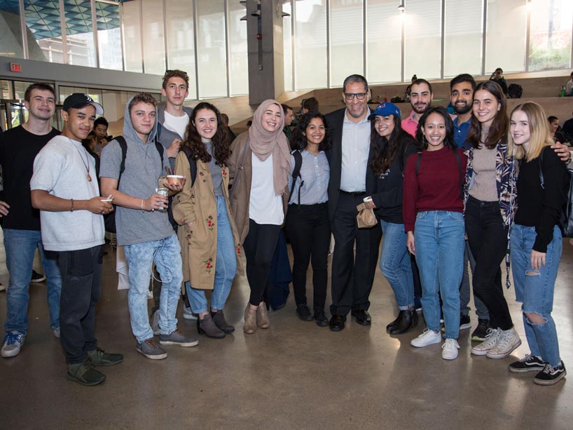 President Lachemi with students