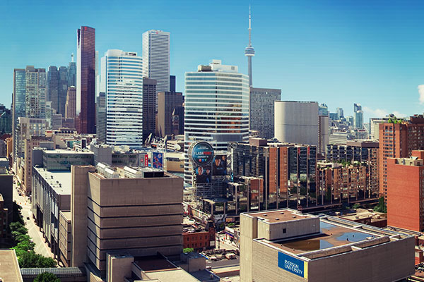 Ryerson campus with Toronto skyline