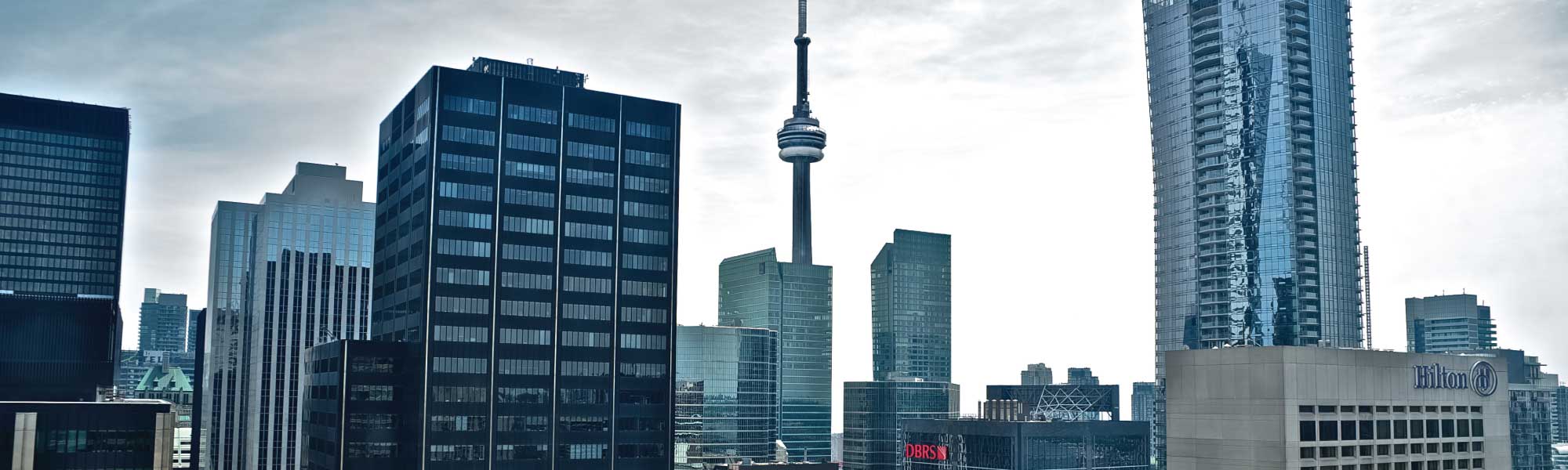 Photo of Toronto skyline, highlighting the CN tower. 
