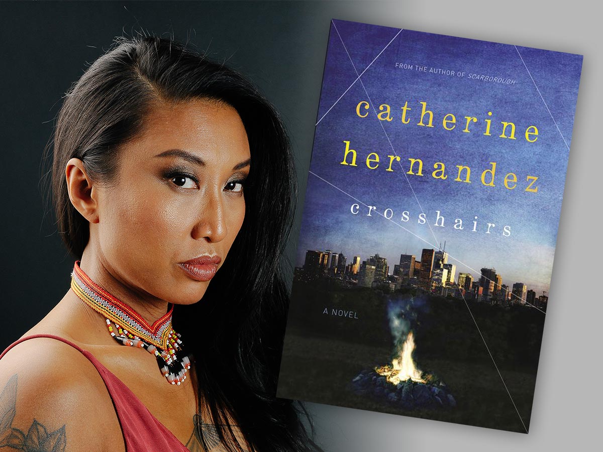 Catherine Hernandez and her book Crosshairs.