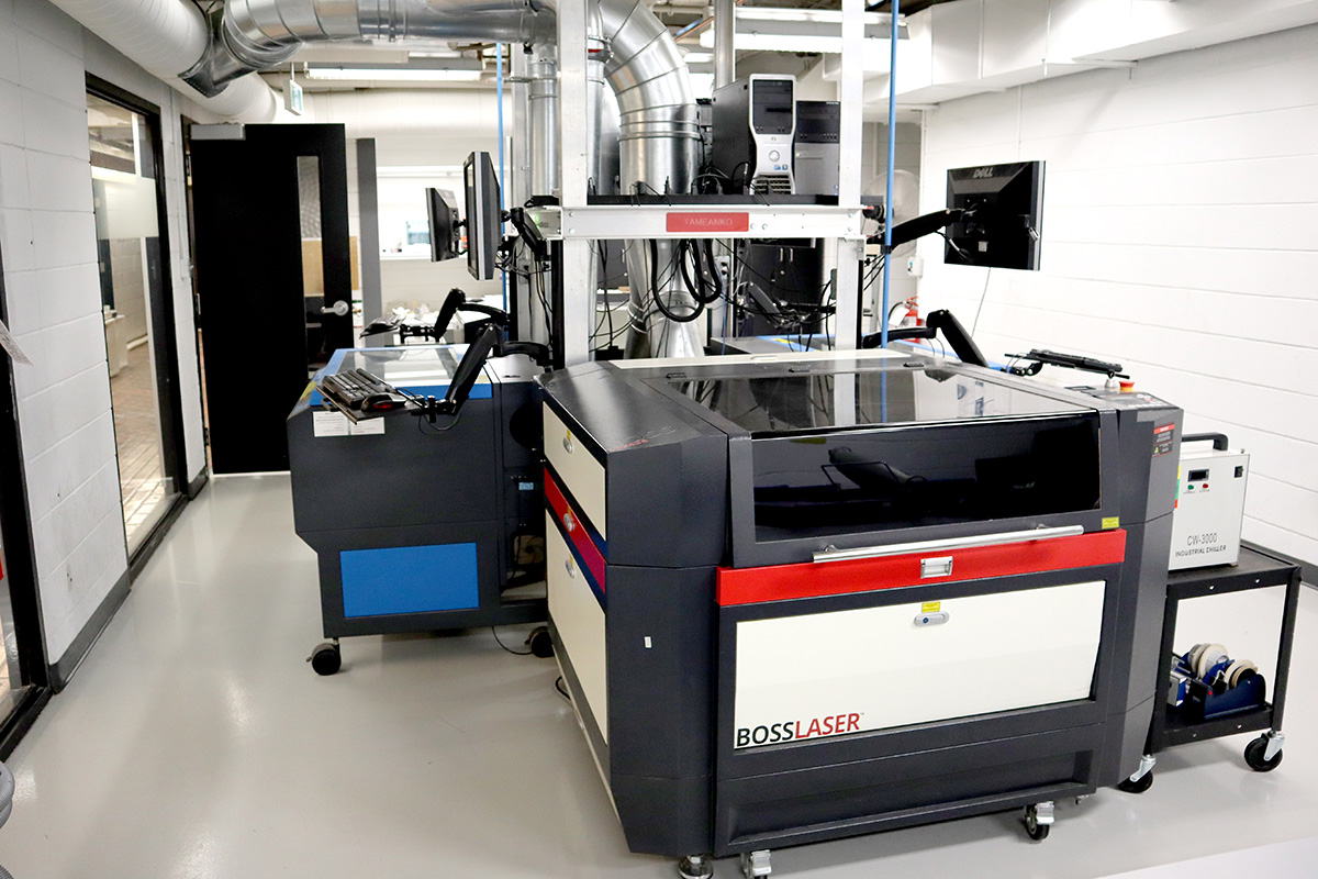 A large laser cutting machine in the lab. 