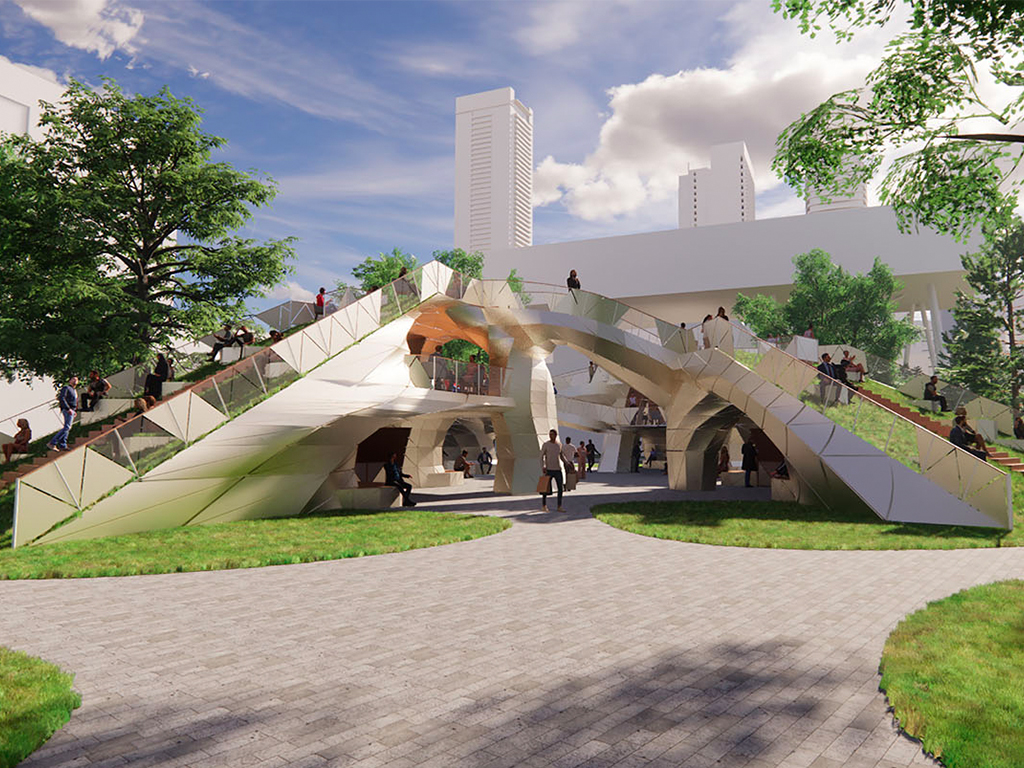 Horia Curteanu's rendering of a park structure.