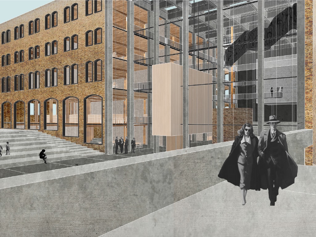 Rendering of Ruslan Ivanytskyy's proposal for the Saskatoon School of Architecture.