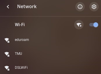 Available networks with eduroam appearing as an option