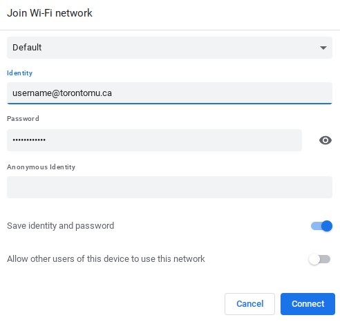 Network configuration window - more settings