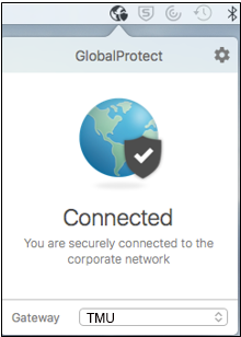 Once connected you will see the GlobalProtect Connected screen