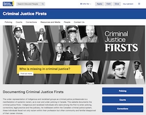Screen shot of Criminal Justice Firsts website