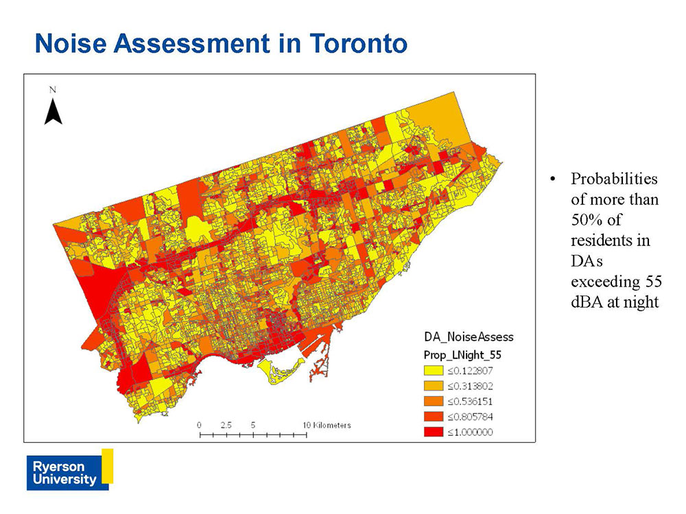 Map showing noise hotspots in City of Toronto