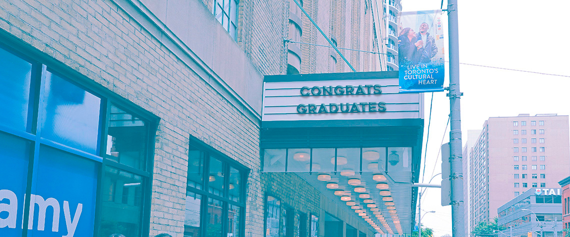 Marquee at the entrance of the Mattamy Athletic Centre on convocation day.
