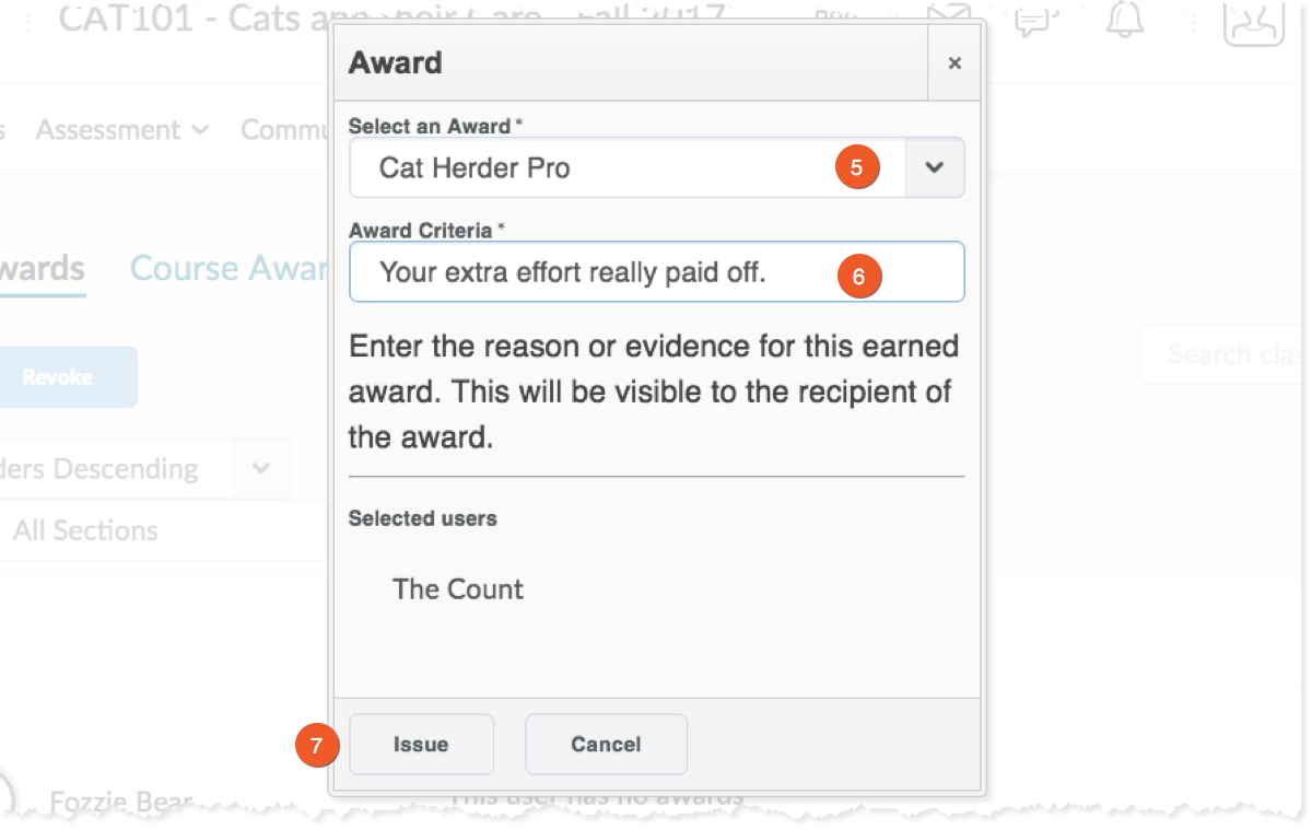 Steps to Manually Issue an Award