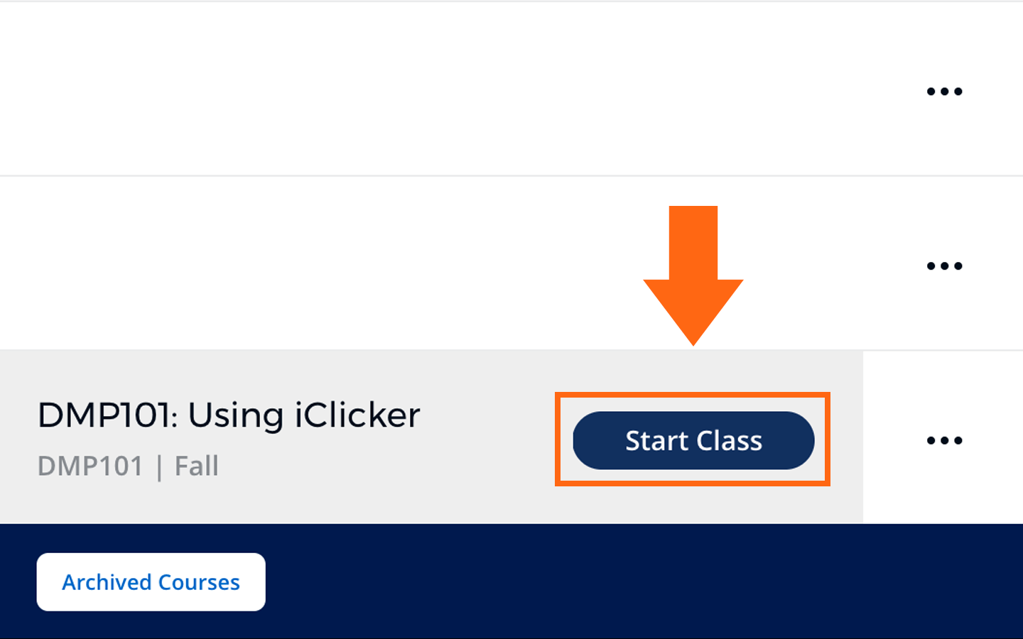 Click start class when you are ready to begin a session in iClicker Cloud