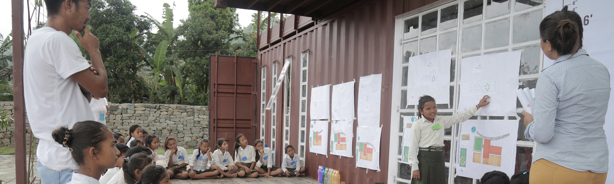 Architectural science alumna Priyanka Bista facilitates an outdoor class for sixth-grade students