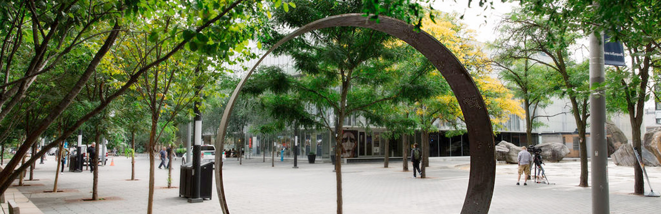 The Ring invites campus visitors to interact with it in its prominent location.