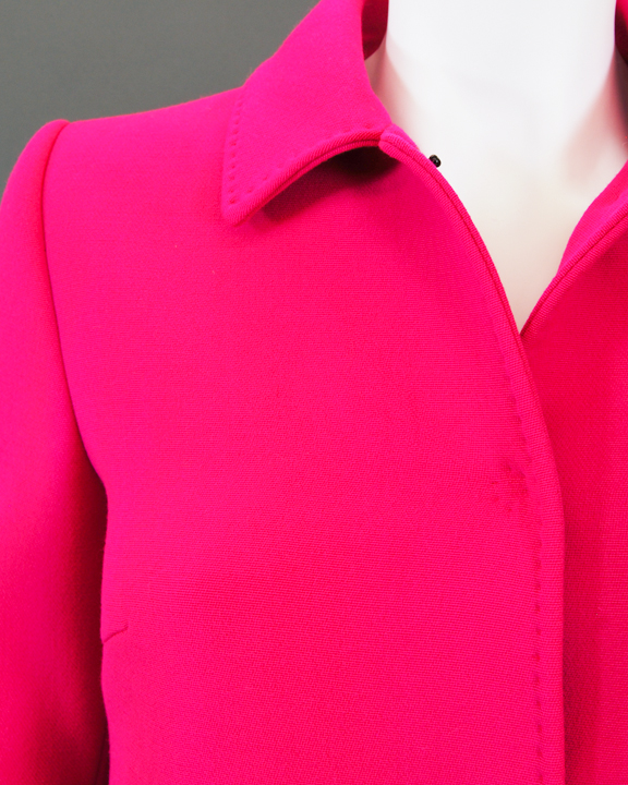 Collar detail on fuchsia pink Dolce and Gabbana Coat