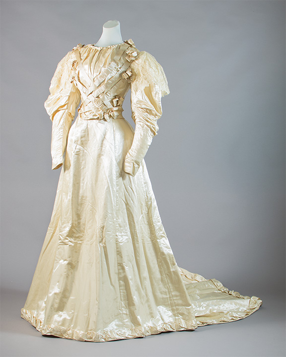 Mannequin wearing 1890s wedding dress