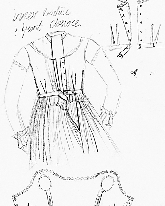 Sketch of 1860 day dress