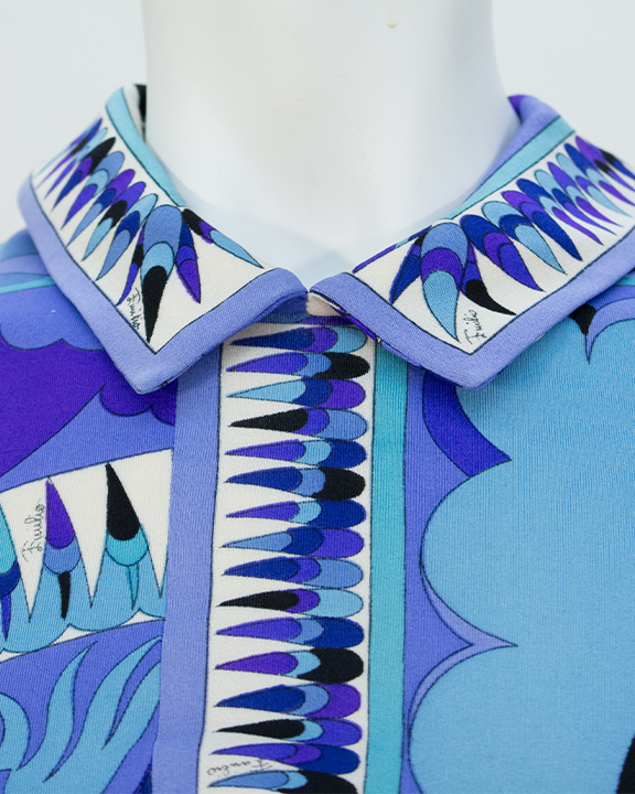 Collar of blue and purple patterned Pucci Dress