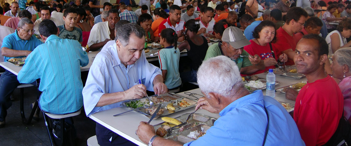 People dining at large restaurant in brazil
