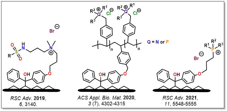 ChemDraws of three quaternary onium compounds