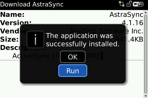 Screenshot of Successful Astrasync Installation 