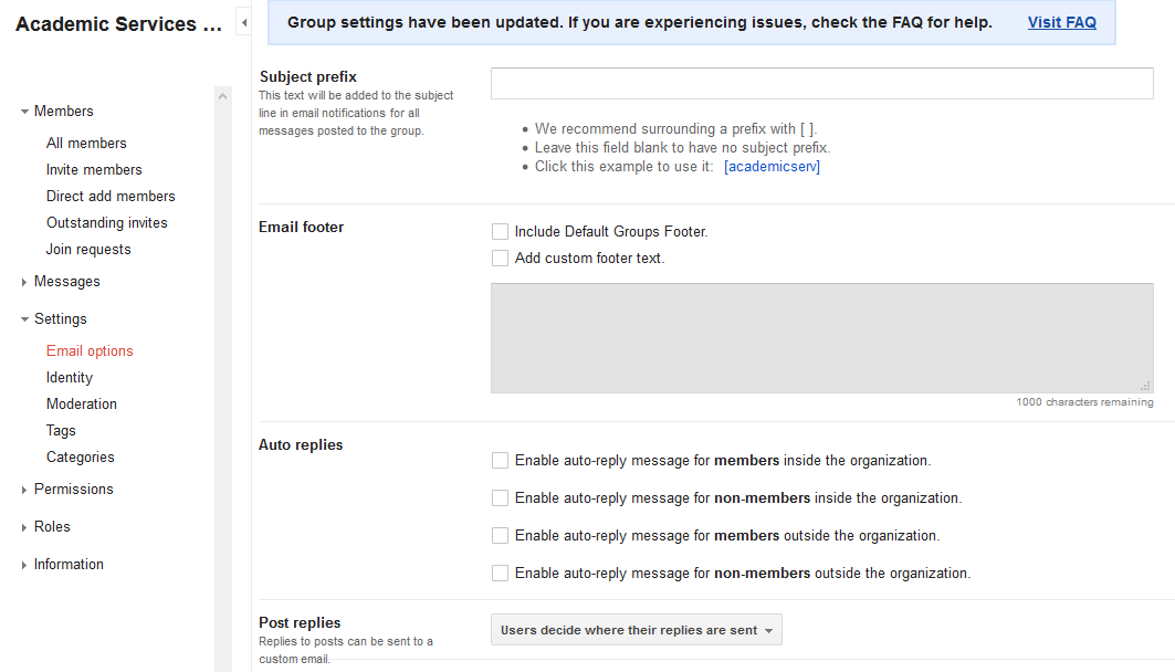 Google Group Email Footer