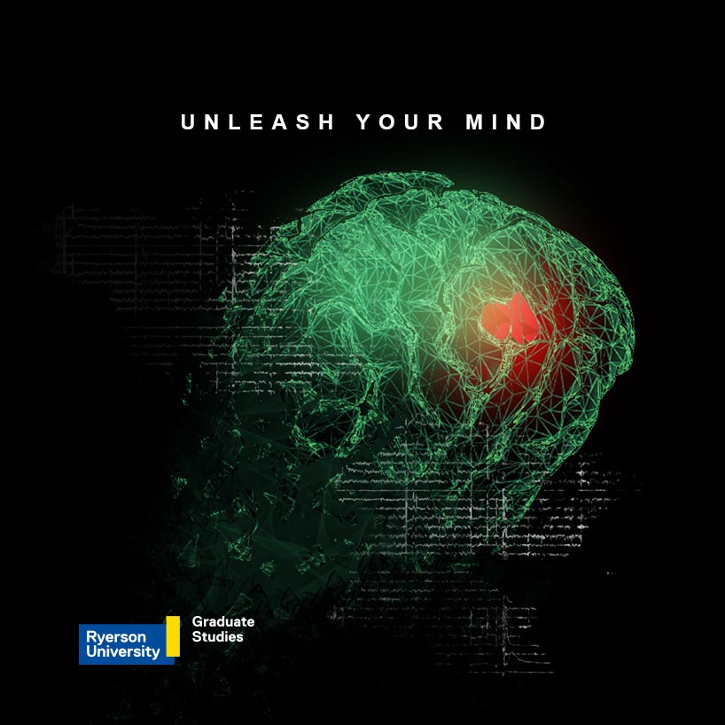 A graphic illustration of a brain with the text "Unleash Your Mind"