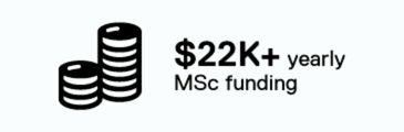 $22K+ yearly MSc funding