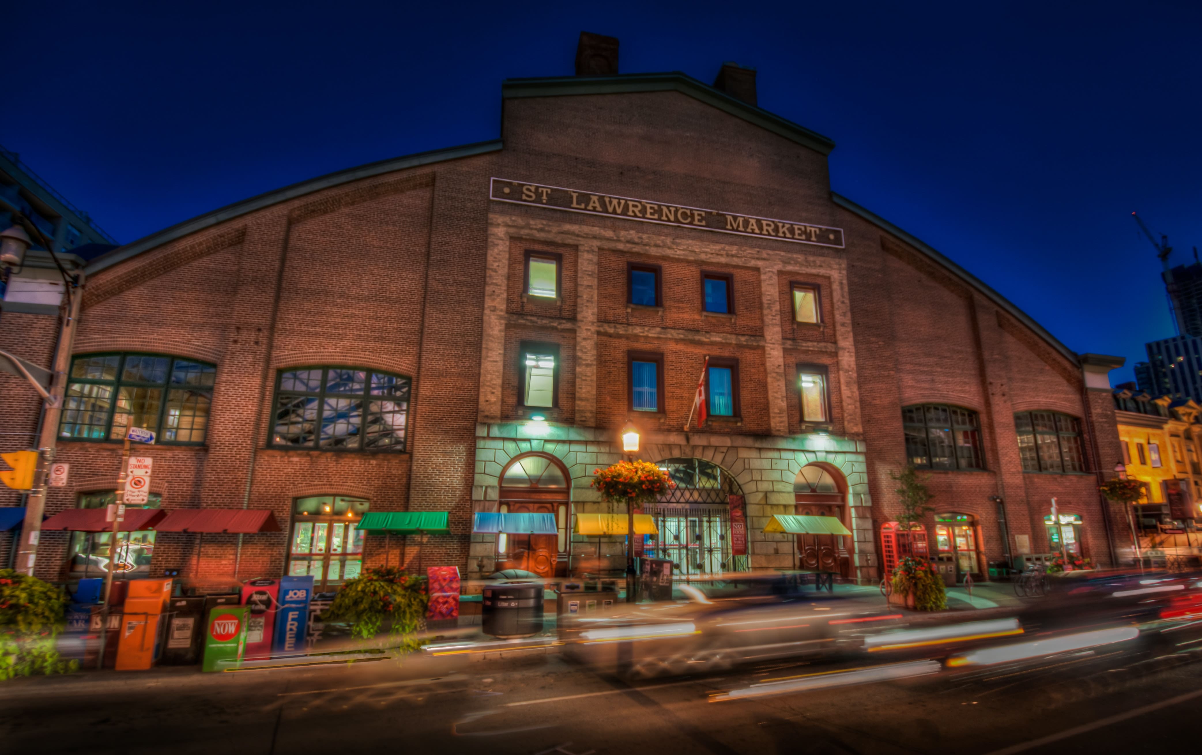 St. Lawrence Market building facade at night