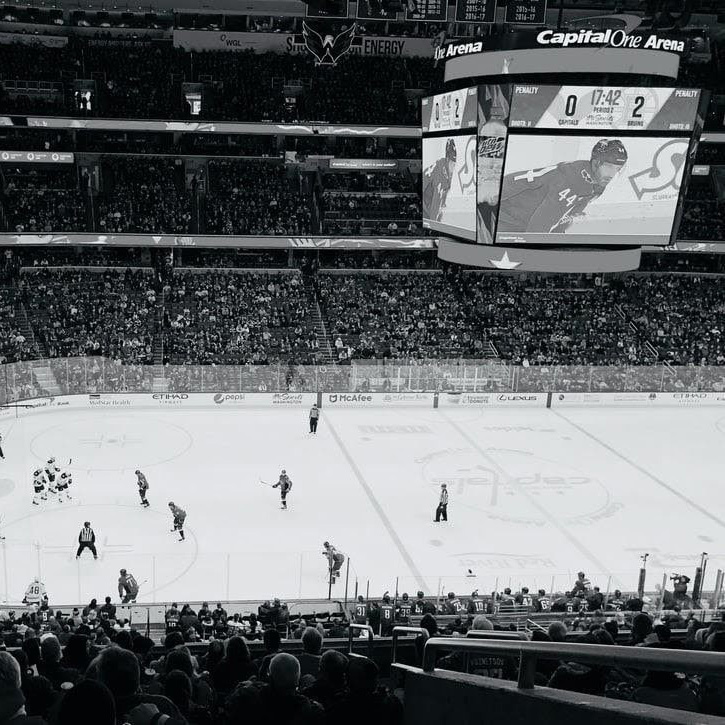Black and white image of a Leafs' game