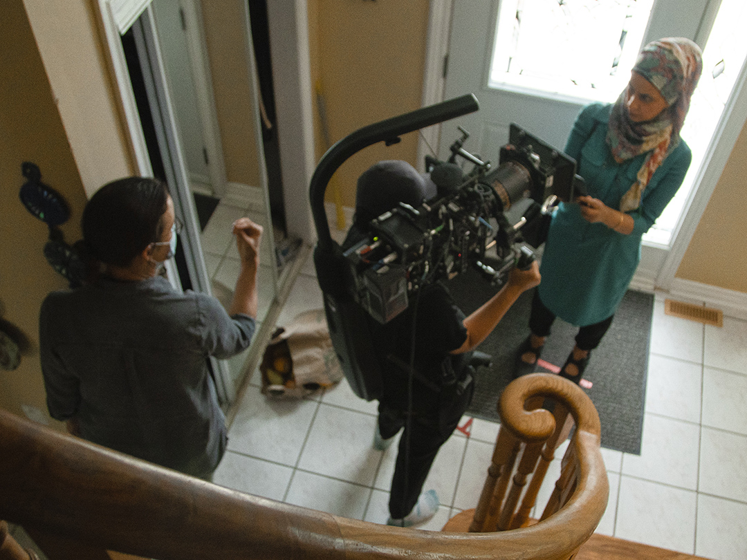 ZARQA trailer shoot with Liz Whitmere, Director, and Zarqa Nawaz. Photo Credit: Carine Zahner