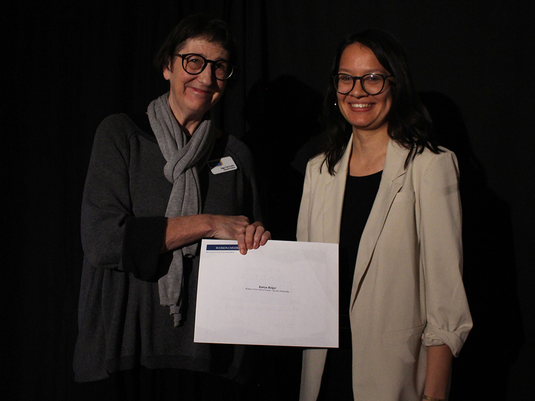 Jagg Carr-Locke and Women's Press Club of Toronto - Kay Rex Scholarship recipient Katrya  Bolger.