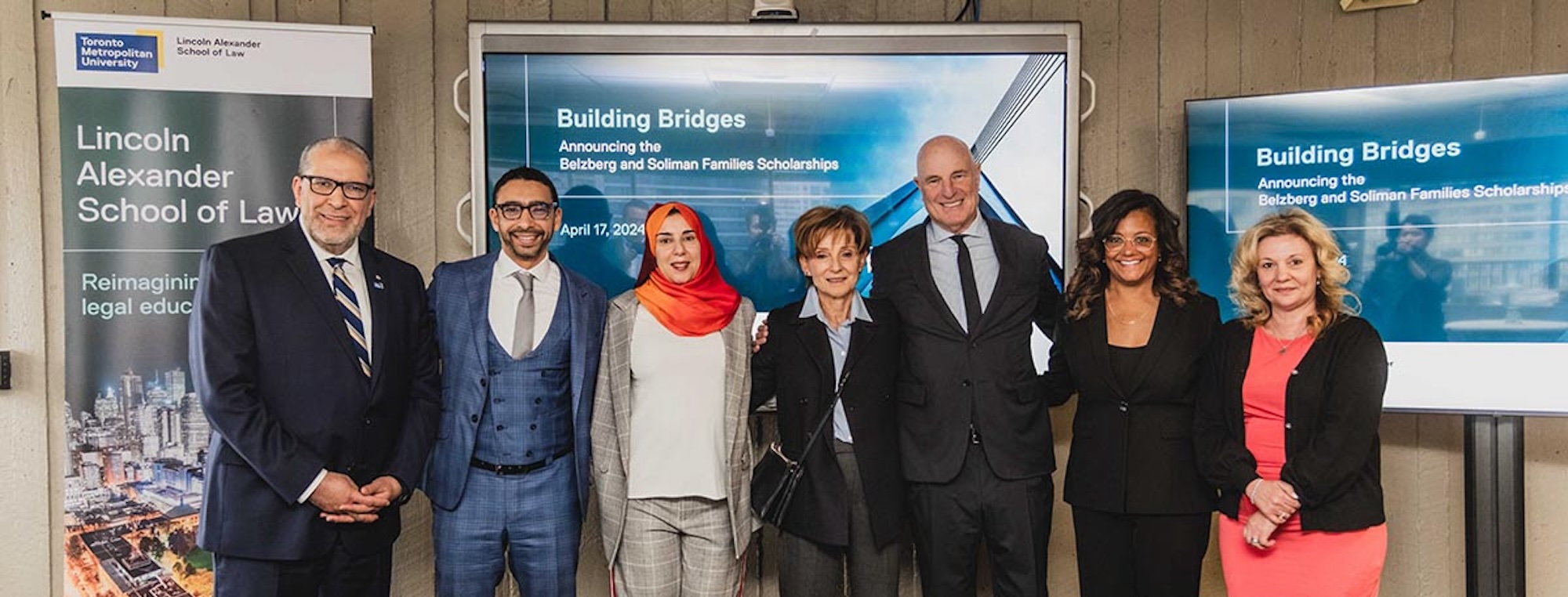 From left: Mohamed Lachemi, Walied Soliman, Deena Soliman, Lynn Belzberg, Brent Belzberg, Donna Young, and Roberta Iannacito-Provenzano