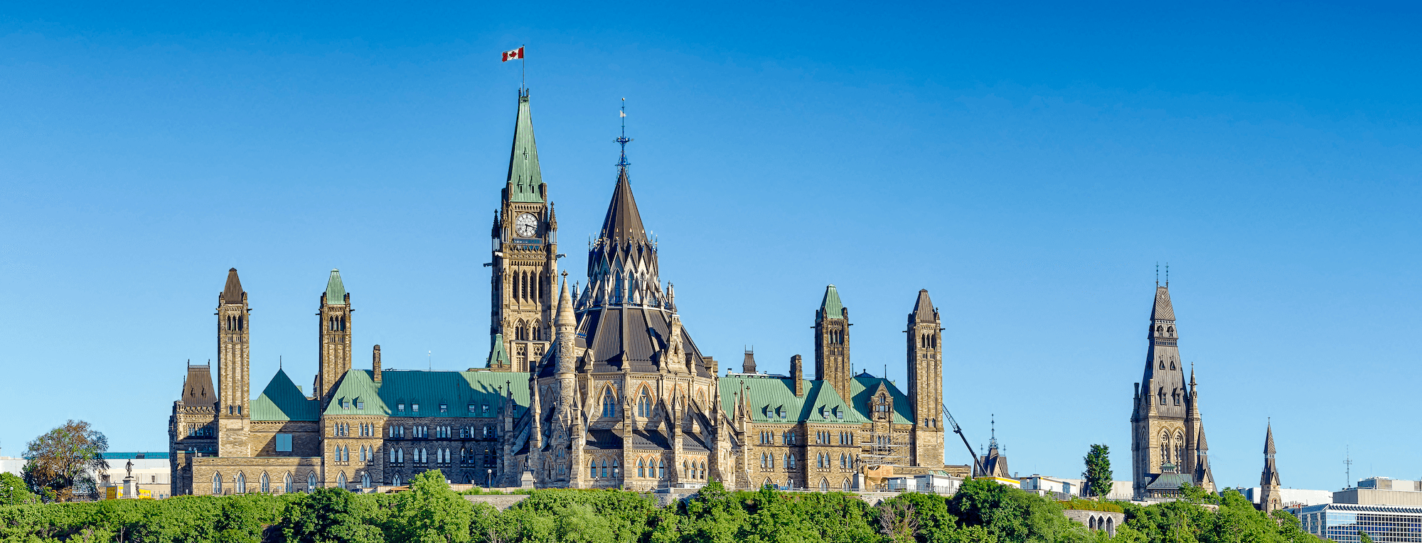 the Canadian Parliament buildings in Ottawa