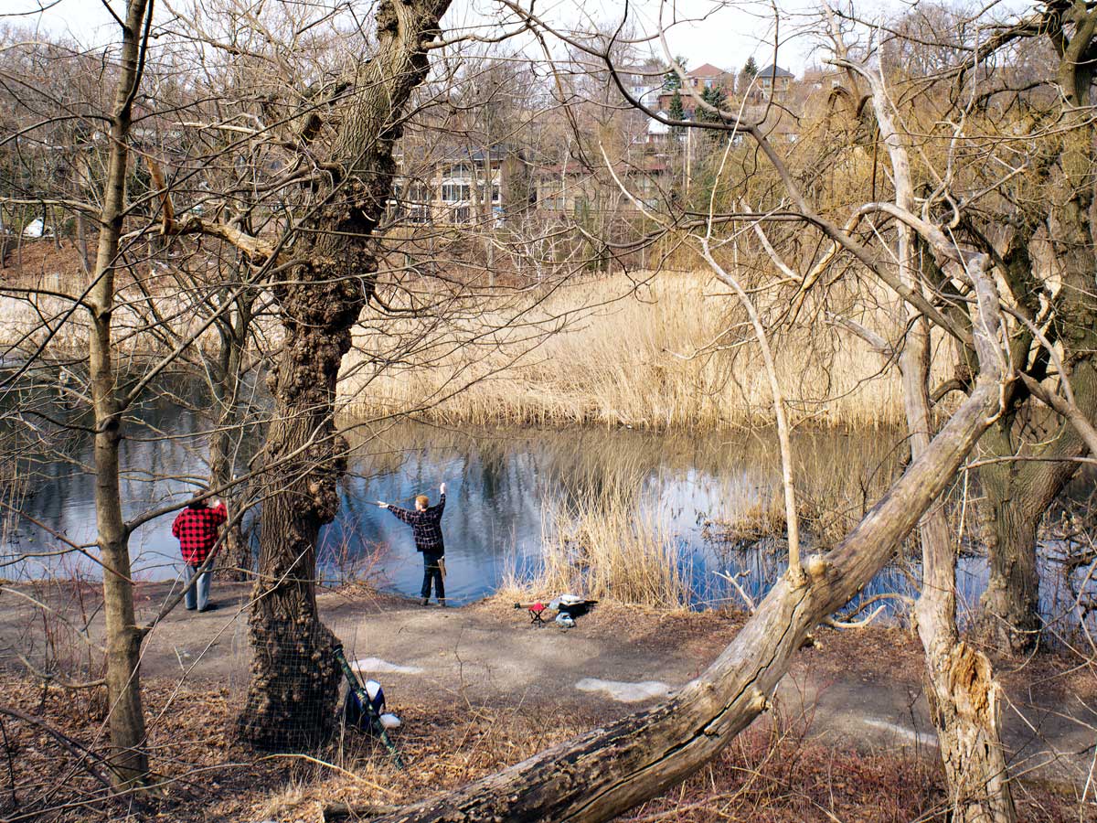 Fishing on Grenadier Pond, High Park, 2014