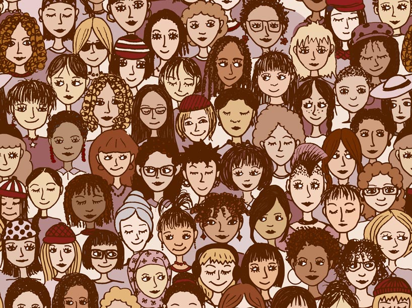 Illustration of diverse female faces