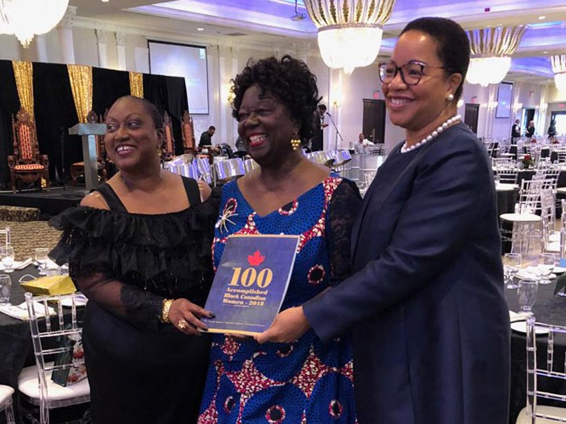 From left: Dauna Jones-Simmonds, the Honourable Jean Augustine, and Denise O'Neil Green pose for photo with their new book