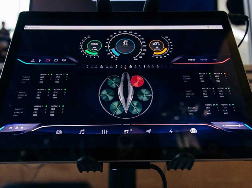 Close up of Ryerson Helium dashboard for flying vehicle