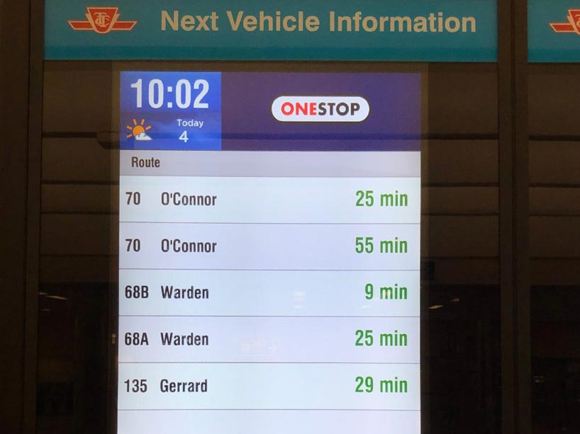 A photo of long wait times for Toronto transit