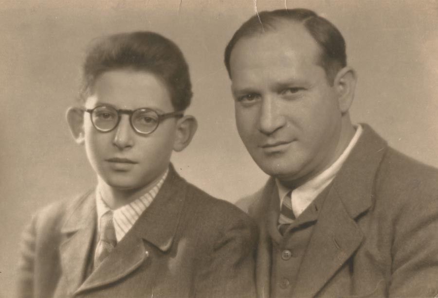 An old photo from 1946 of Nate Leipciger (on the left) and his father