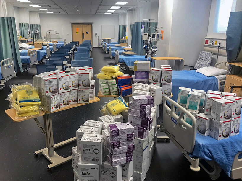 boxes of masks, gloves and gowns in a nursing lab at Ryerson
