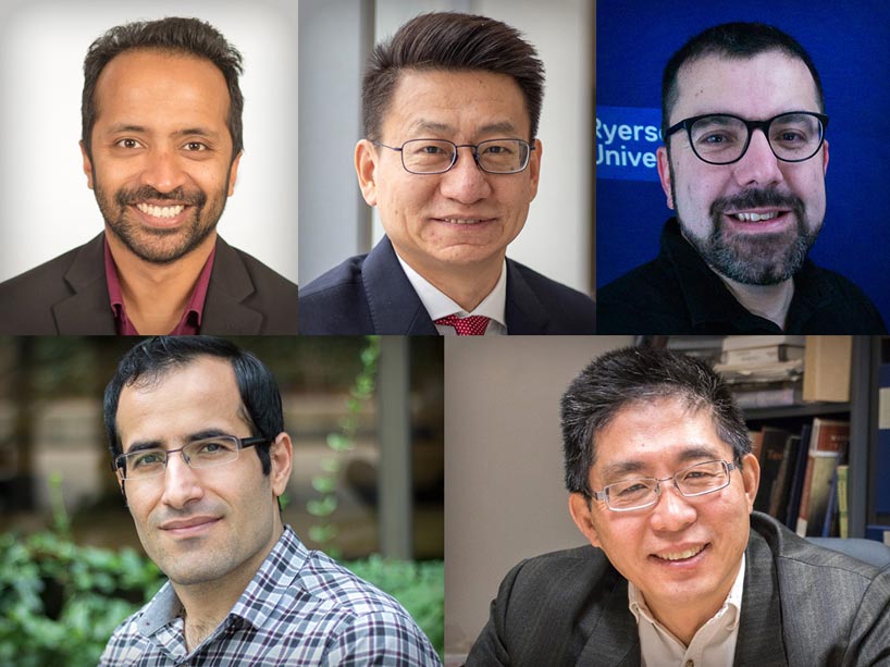 Professors Naimul Khan, Xiao-Ping (Steven) Zhang, Costin Antonescu, Kazem Fayazbakhsh and Fengfeng (Jeff) Xi.